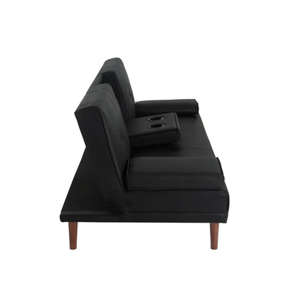 3 Seater Adjustable Sofa Bed With Cup Holder Black - Mekamart Australia