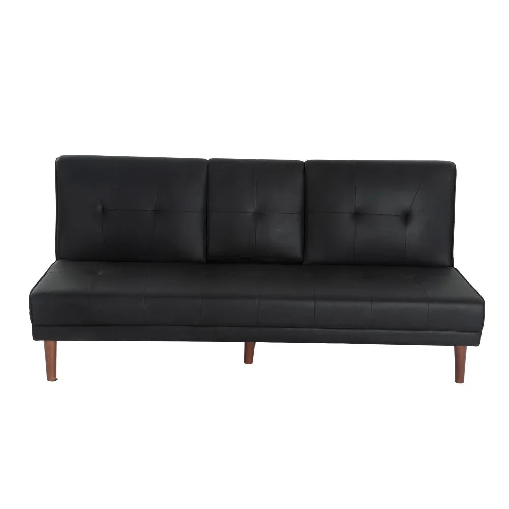 3 Seater Adjustable Sofa Bed With Cup Holder Black - Mekamart Australia