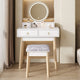 Dressing Vanity Table Stool Set with Make-up LED Lighted Mirror-White - Mekamart Australia