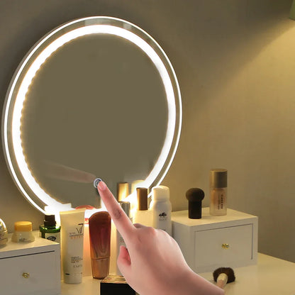 Dressing Vanity Table Stool Set with Make-up LED Lighted Mirror-White - Mekamart Australia