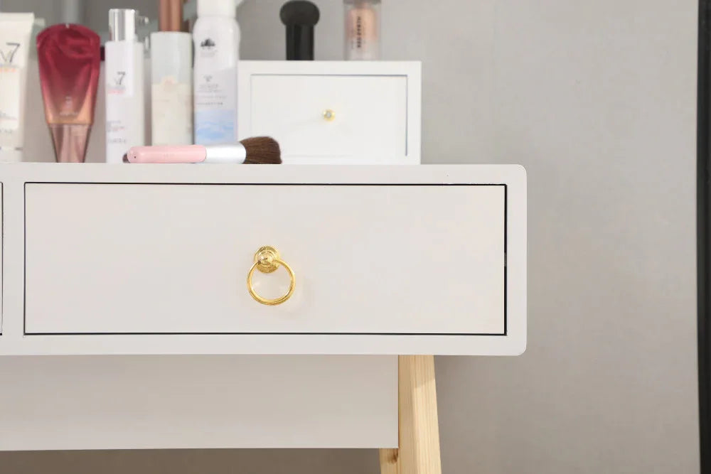 Dressing Vanity Table Stool Set with Make-up LED Lighted Mirror-White - Mekamart Australia