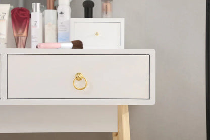 Dressing Vanity Table Stool Set with Make-up LED Lighted Mirror-White - Mekamart Australia