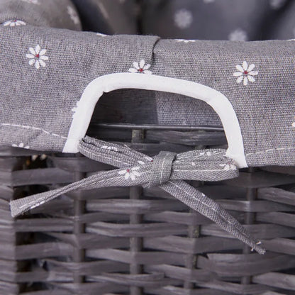 Grey Bedside Table with Wicker Basket - Mekamart Australia