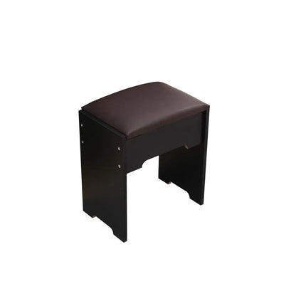 Fidel Vanity Set with Cushioned Stool and Lighted Mirror- Black - Mekamart Australia