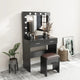 Fidel Vanity Set with Cushioned Stool and Lighted Mirror- Black - Mekamart Australia