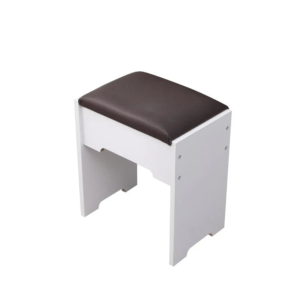 Fidel Vanity Set with Cushioned Stool and Lighted Mirror- White - Mekamart Australia