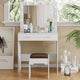 Fidel Vanity Set with Cushioned Stool and Lighted Mirror- White - Mekamart Australia