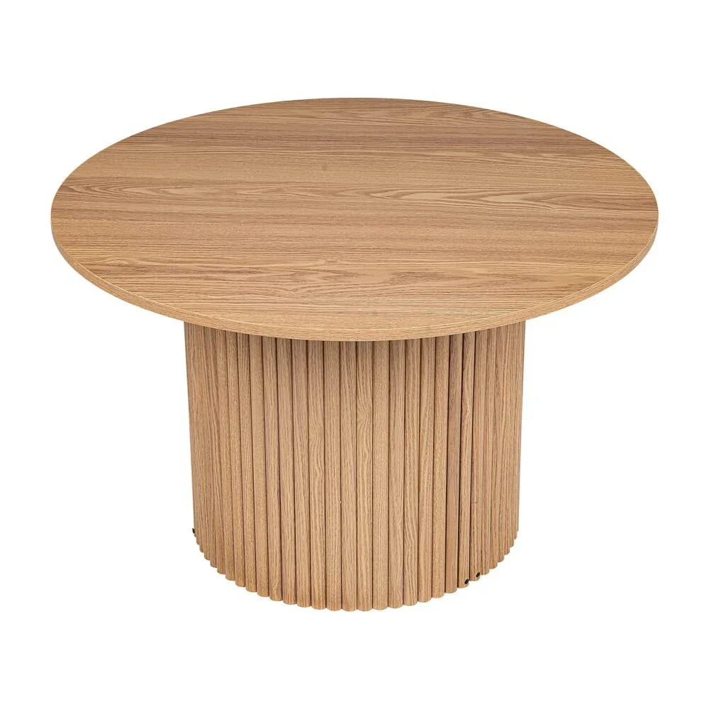 Luxe Ribbed Round Coffee Table Wooden - Mekamart Australia