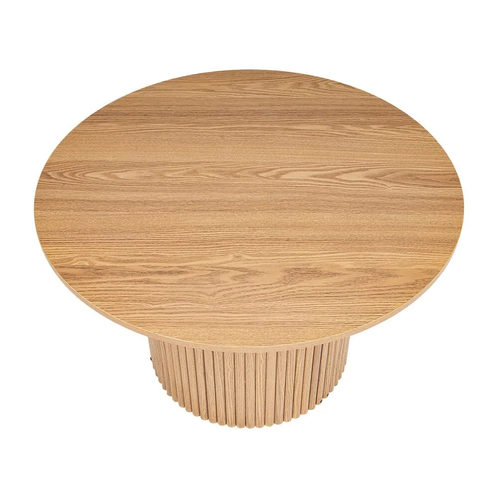 Luxe Ribbed Round Coffee Table Wooden - Mekamart Australia