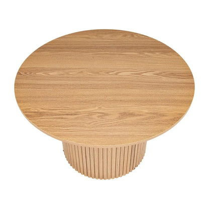 Luxe Ribbed Round Coffee Table Wooden - Mekamart Australia