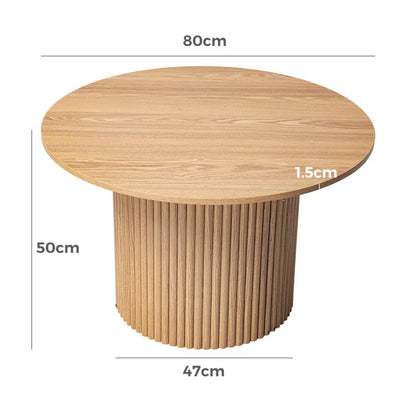 Luxe Ribbed Round Coffee Table Wooden - Mekamart Australia