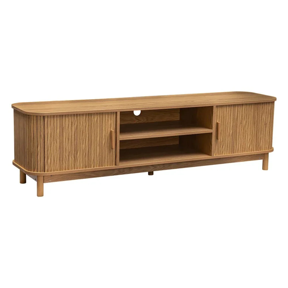 160cm Ribbed Natural Entertainment Unit - Mekamart Australia