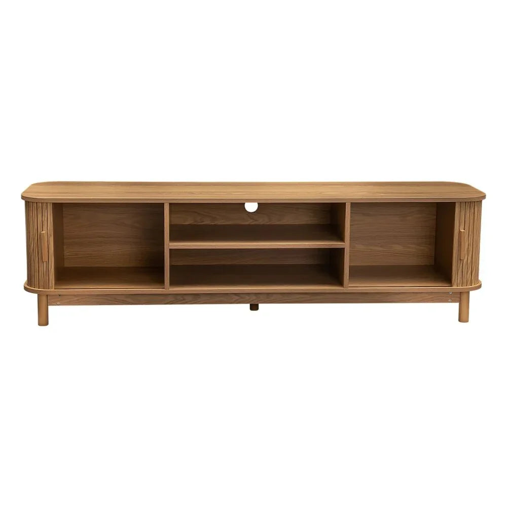 160cm Ribbed Natural Entertainment Unit - Mekamart Australia