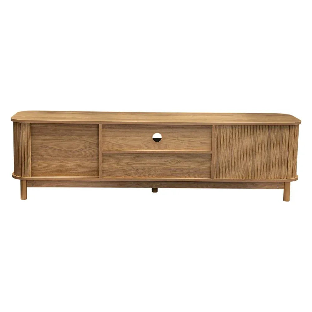 160cm Ribbed Natural Entertainment Unit - Mekamart Australia