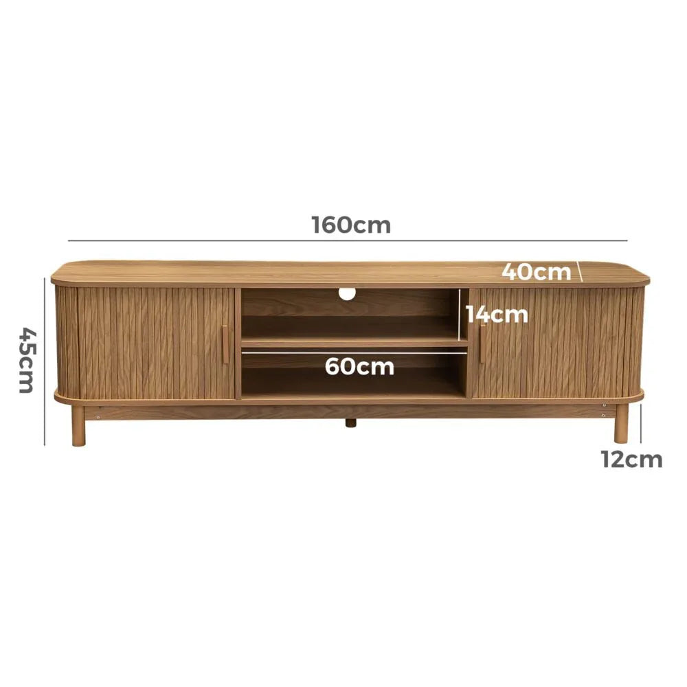 160cm Ribbed Natural Entertainment Unit - Mekamart Australia
