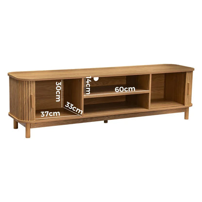160cm Ribbed Natural Entertainment Unit - Mekamart Australia