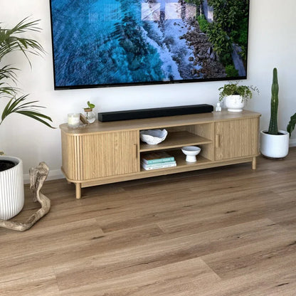 160cm Ribbed Natural Entertainment Unit - Mekamart Australia