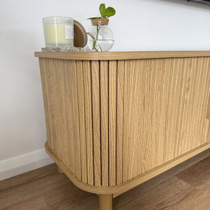 160cm Ribbed Natural Entertainment Unit - Mekamart Australia