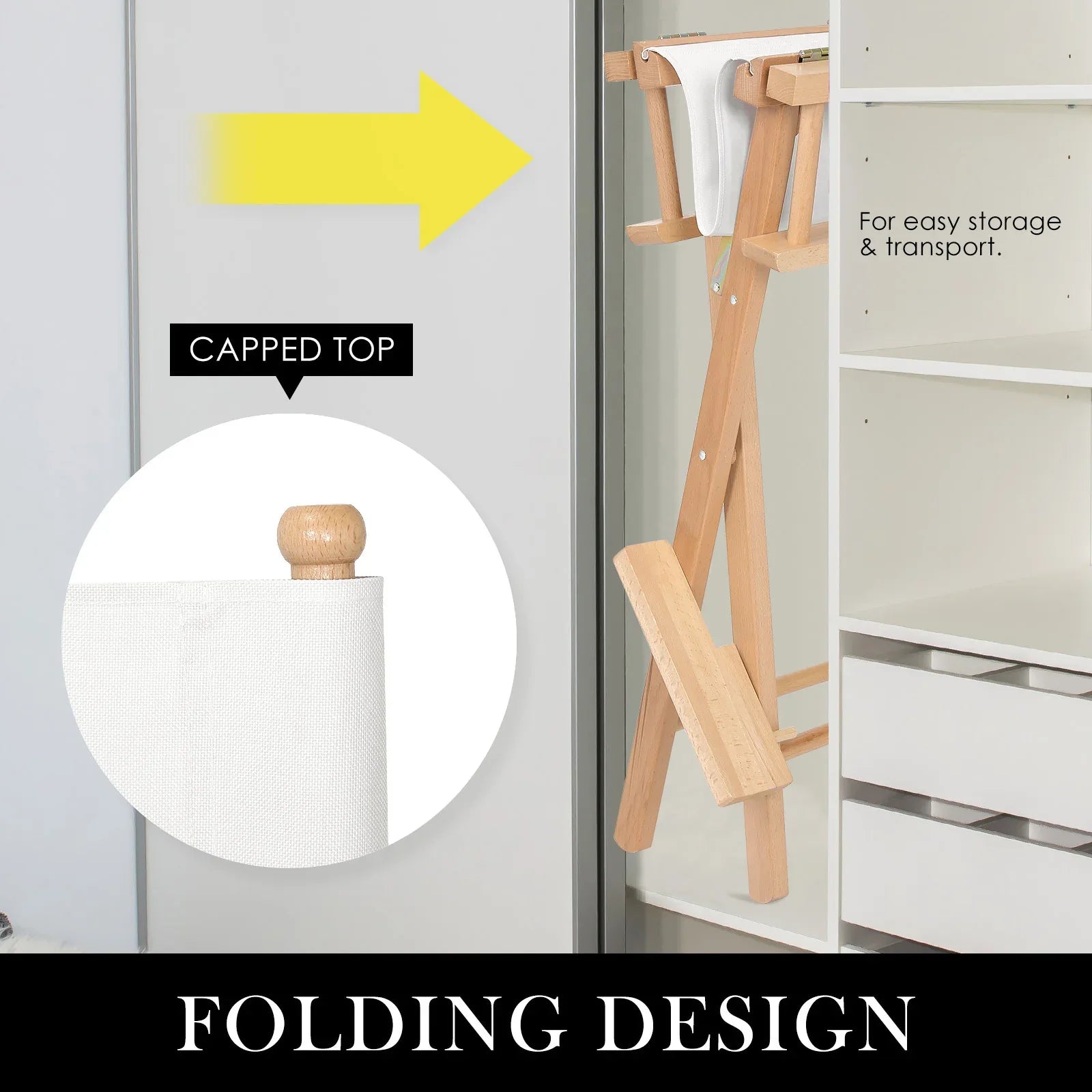 Director Movie Folding Tall Chair 76cm Beech WOOD HUMOR - Mekamart Australia