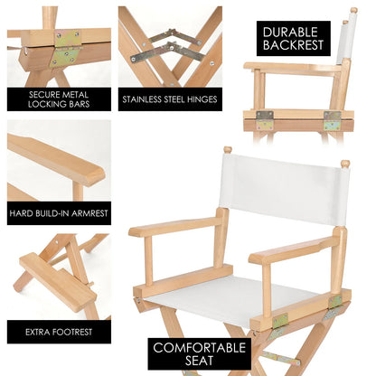 Director Movie Folding Tall Chair 76cm Beech WOOD HUMOR - Mekamart Australia
