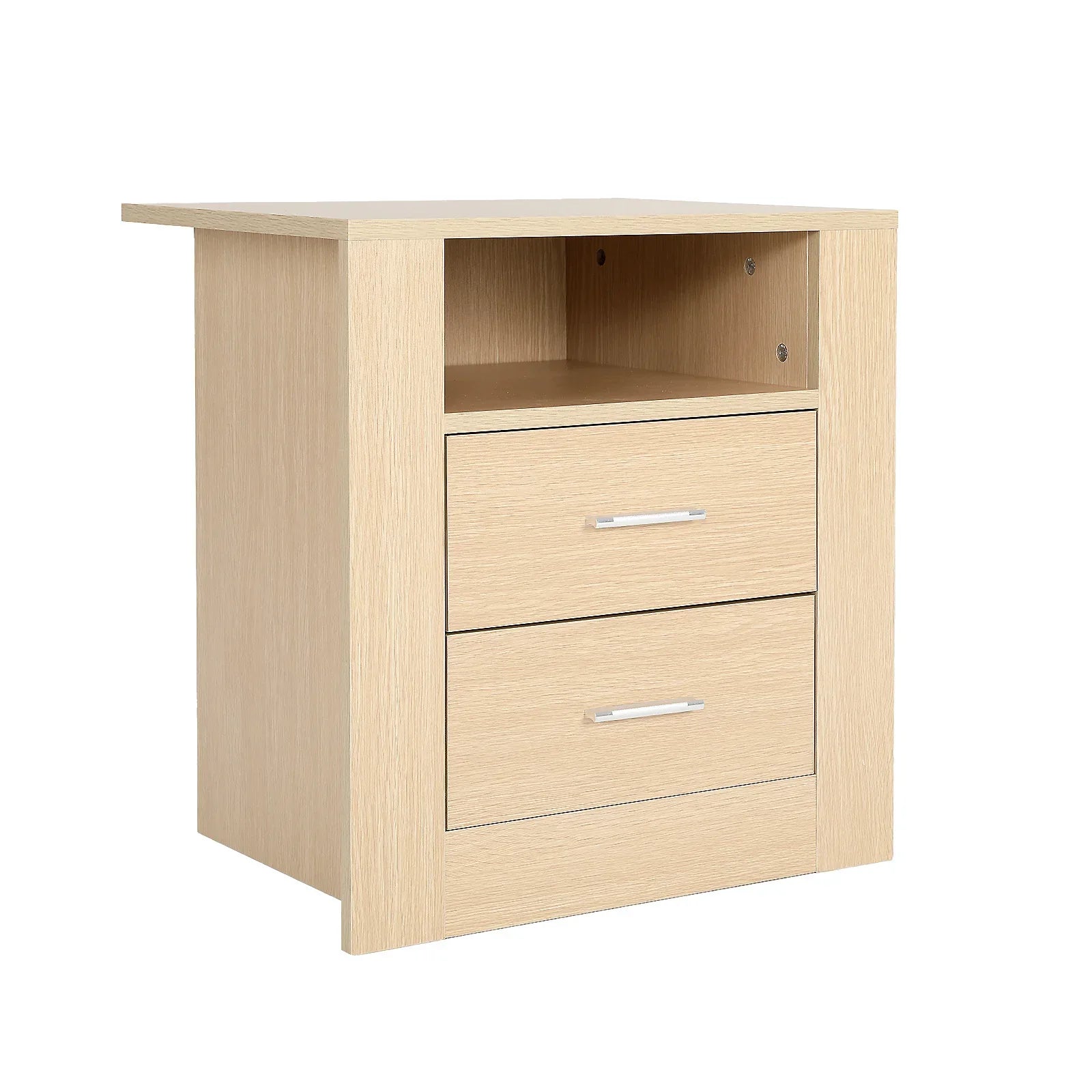 Bedside Table Side Storage Cabinet Nightstand Bedroom 2 Drawer 1 Shelf ZURI OAK - Mekamart Australia