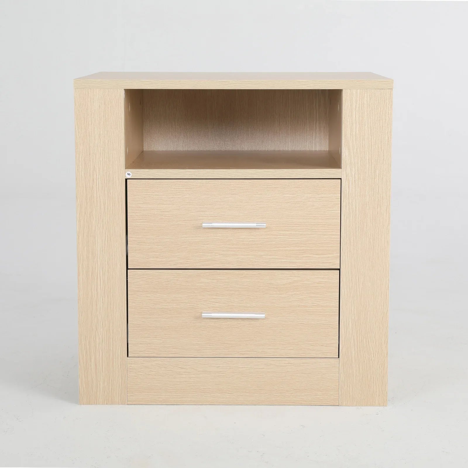 Bedside Table Side Storage Cabinet Nightstand Bedroom 2 Drawer 1 Shelf ZURI OAK - Mekamart Australia