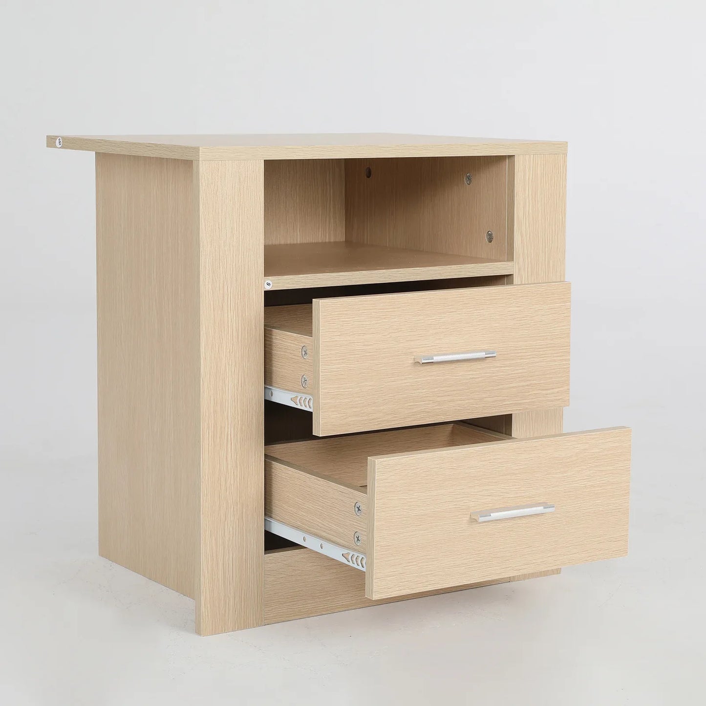 Bedside Table Side Storage Cabinet Nightstand Bedroom 2 Drawer 1 Shelf ZURI OAK - Mekamart Australia