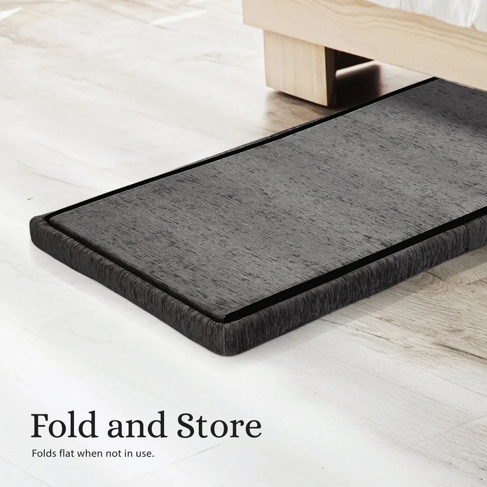 Foldable Storage Ottoman - Flip Lid Side Table Toy Blanket Organiser Seat KIRA BLACK - Mekamart Australia