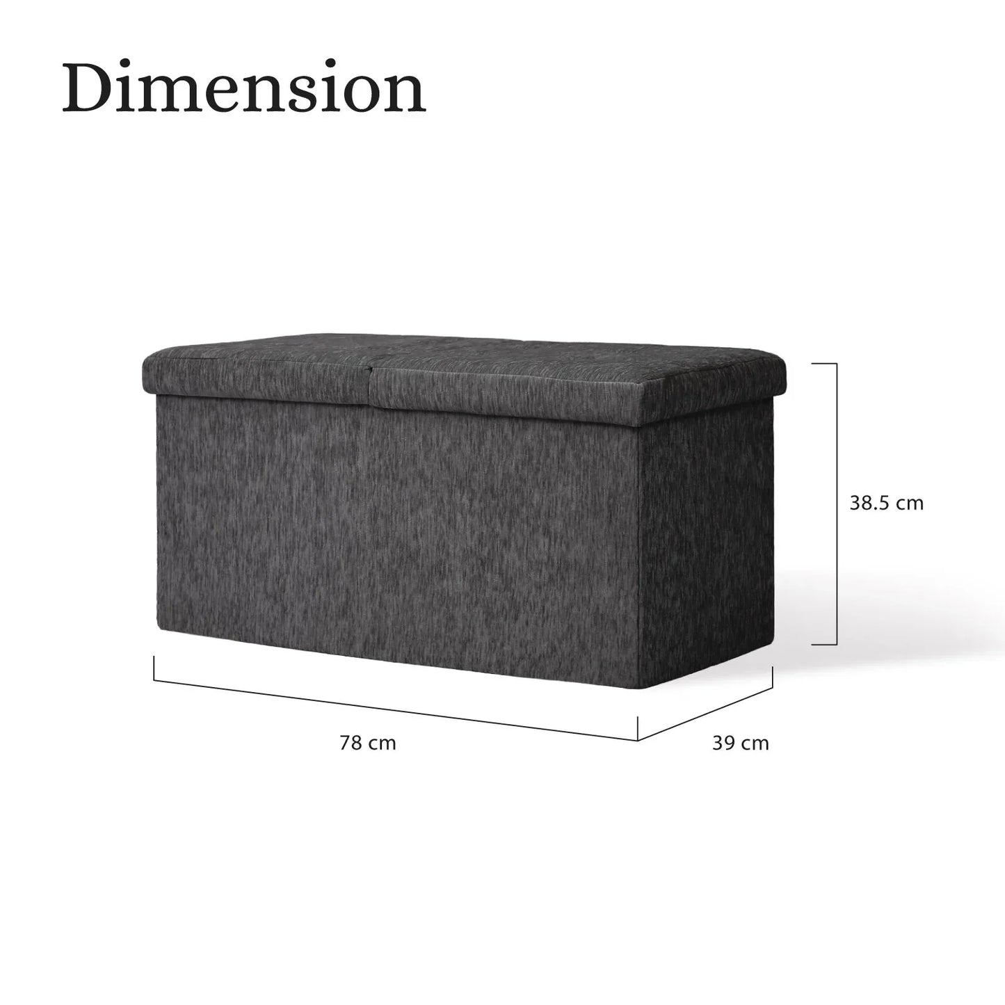 Foldable Storage Ottoman - Flip Lid Side Table Toy Blanket Organiser Seat KIRA BLACK - Mekamart Australia