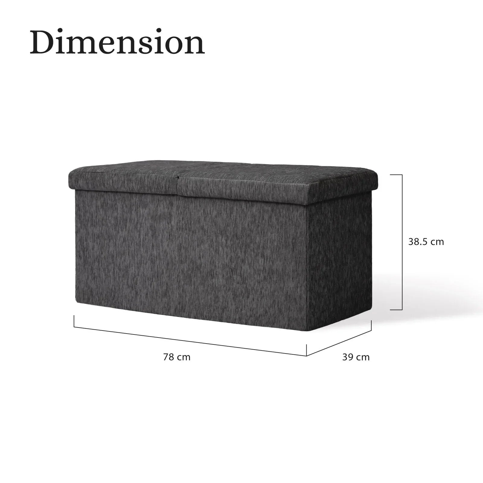 Foldable Storage Ottoman - Flip Lid Side Table Toy Blanket Organiser Seat KIRA BLACK - Mekamart Australia