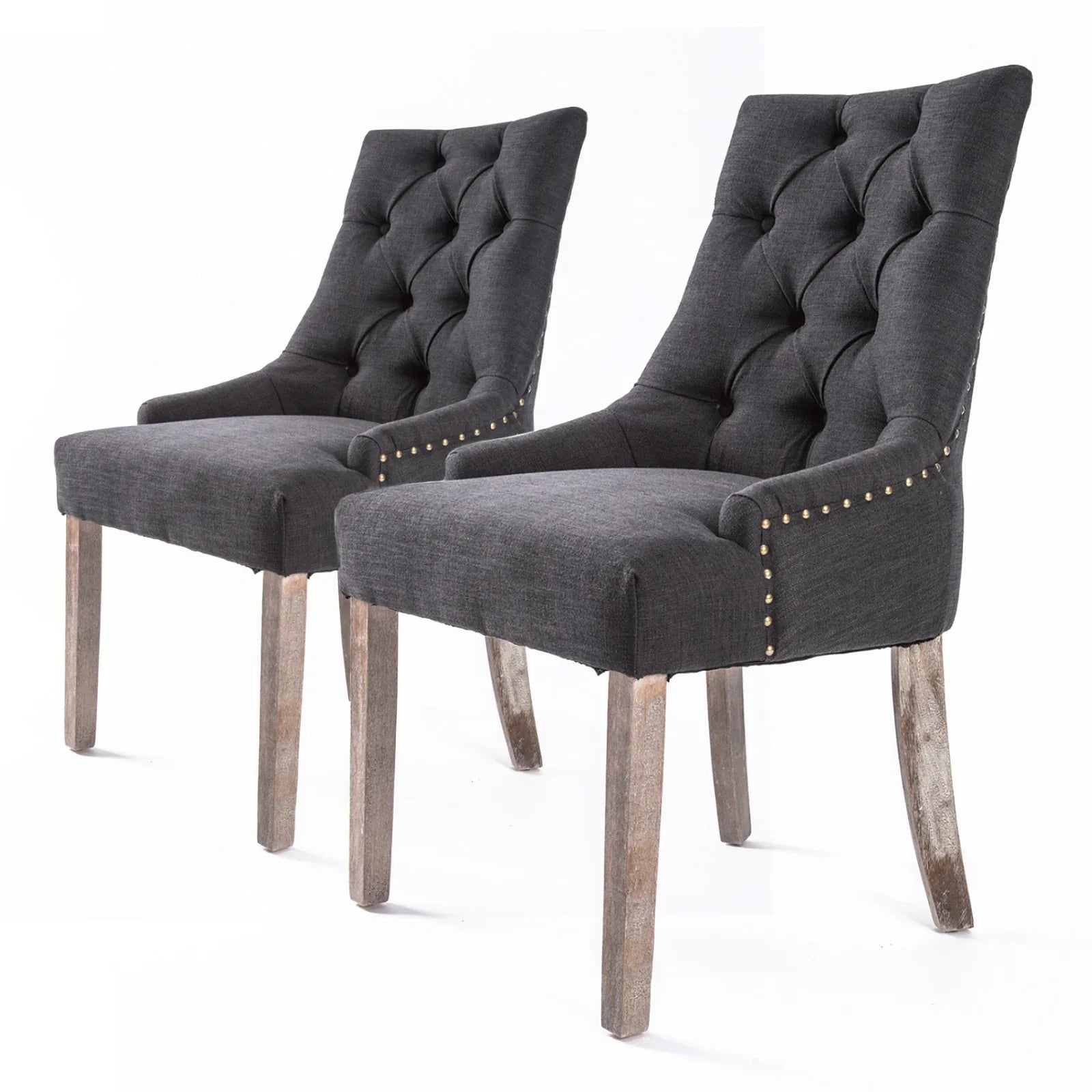 2X French Provincial Dining Chair Oak Leg AMOUR BLACK - Mekamart Australia