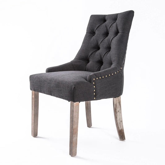 French Provincial Dining Chair Oak Leg AMOUR BLACK - Mekamart Australia