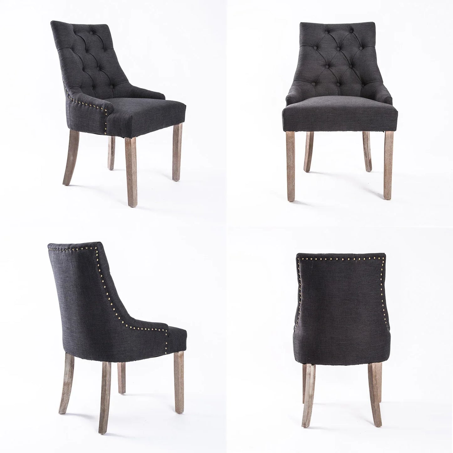 4X French Provincial Dining Chair Oak Leg AMOUR BLACK - Mekamart Australia
