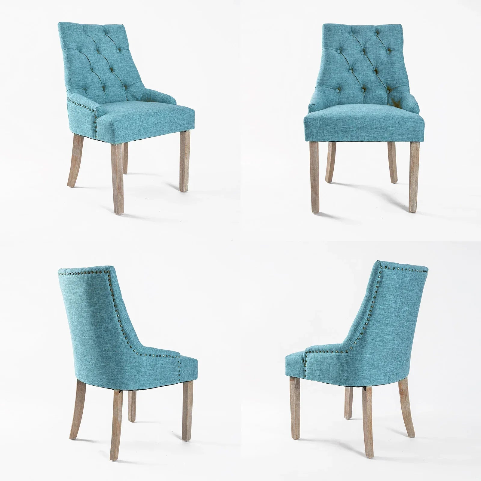 4X French Provincial Dining Chair Oak Leg AMOUR BLUE - Mekamart Australia