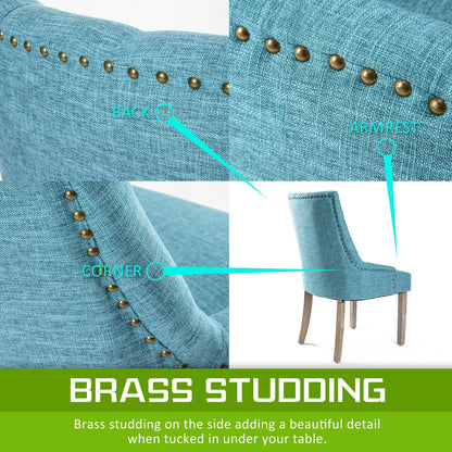 4X French Provincial Dining Chair Oak Leg AMOUR BLUE - Mekamart Australia
