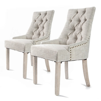2X French Provincial Dining Chair Oak Leg AMOUR CREAM - Mekamart Australia