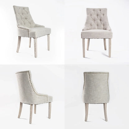 4X French Provincial Dining Chair Oak Leg AMOUR CREAM - Mekamart Australia