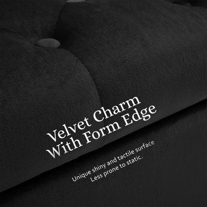 Storage Ottoman Stool Arm Bench Seat 132cm Velvet BLACK - Mekamart Australia