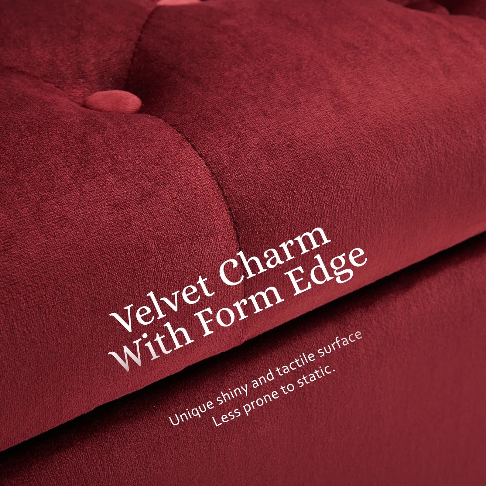 Storage Ottoman Stool Arm Bench Seat 132cm Velvet RED - Mekamart Australia
