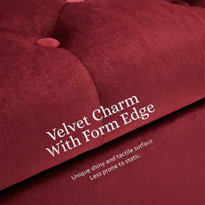 Storage Ottoman Stool Arm Bench Seat 132cm Velvet RED - Mekamart Australia