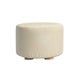 Fabric Ottoman Round Wooden Leg Foot Stool - BEIGE - Mekamart Australia