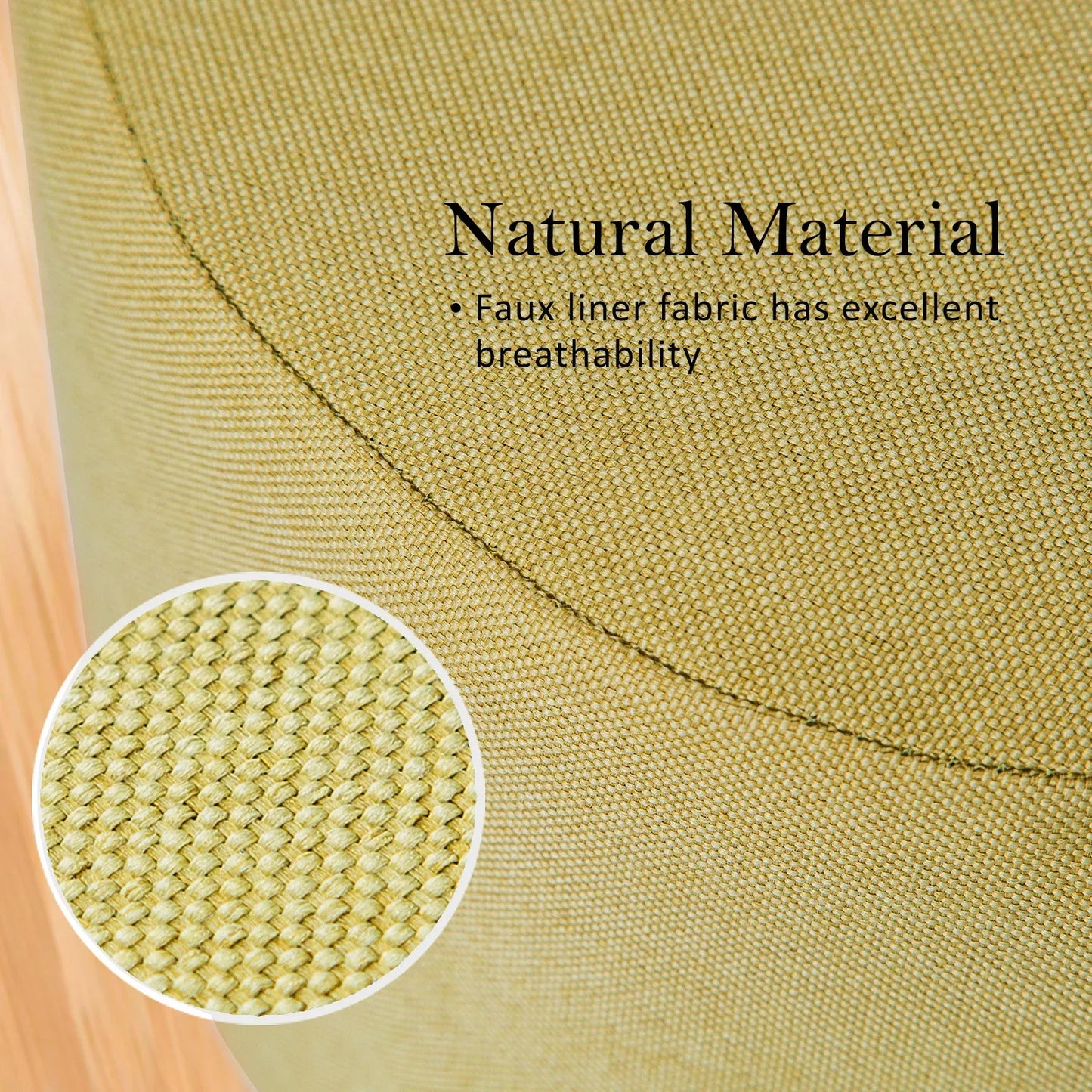 Fabric Ottoman Round Wooden Leg Foot Stool - MUSTARD YELLOW - Mekamart Australia