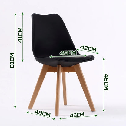 2X Retro Dining Cafe Chair Padded Seat BLACK - Mekamart Australia