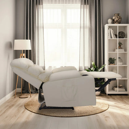 8-Point Electric Massage Recliner Chair - PU Leather Lounge Sofa Armchair CELINA CREAM - Mekamart Australia