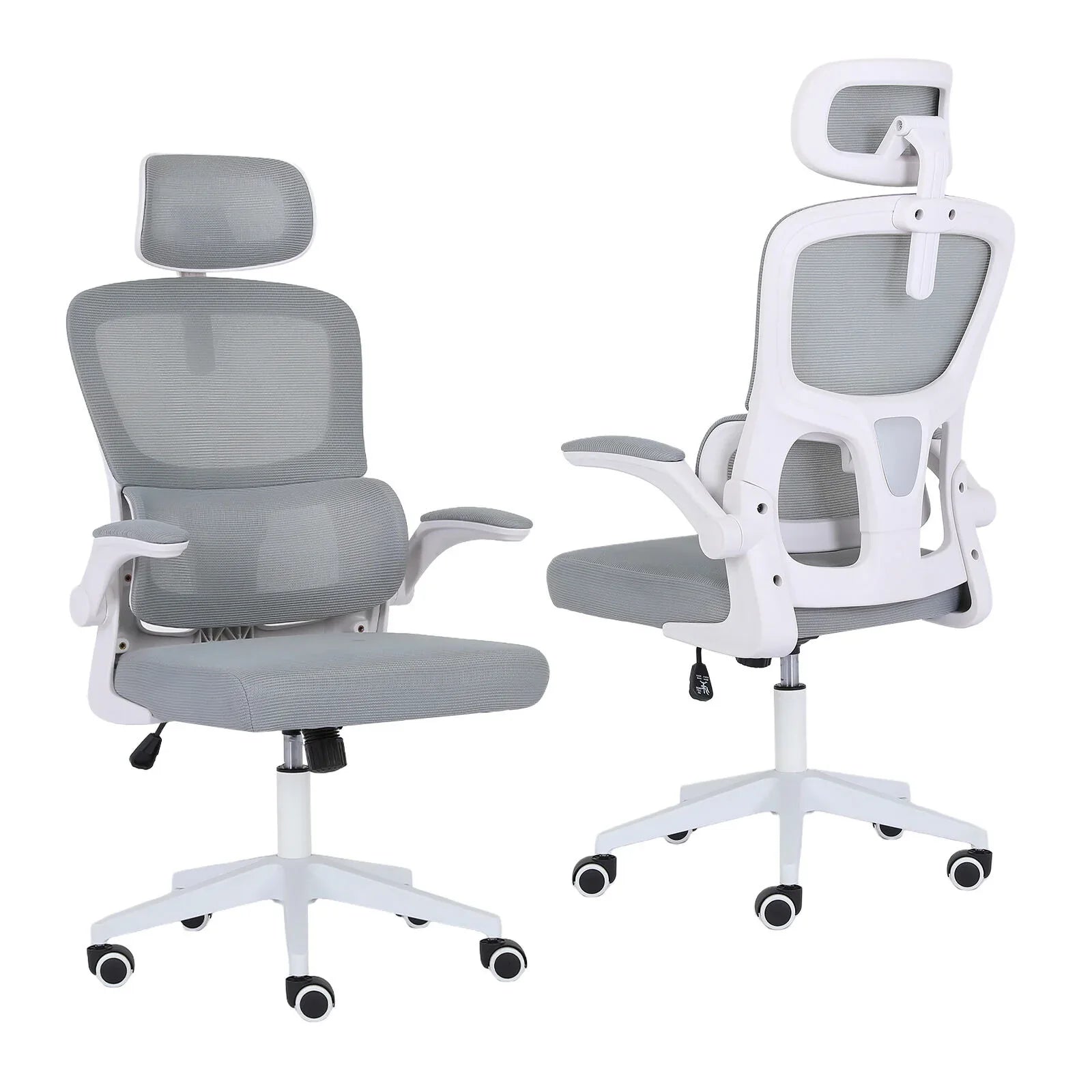 Work Office Chair - Lumber Support, Flip-up Armrest, Adjustable Headrest SITIO - GREY - Mekamart Australia