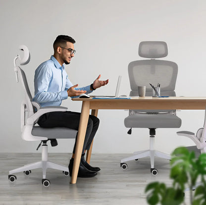 Work Office Chair - Lumber Support, Flip-up Armrest, Adjustable Headrest SITIO - GREY - Mekamart Australia