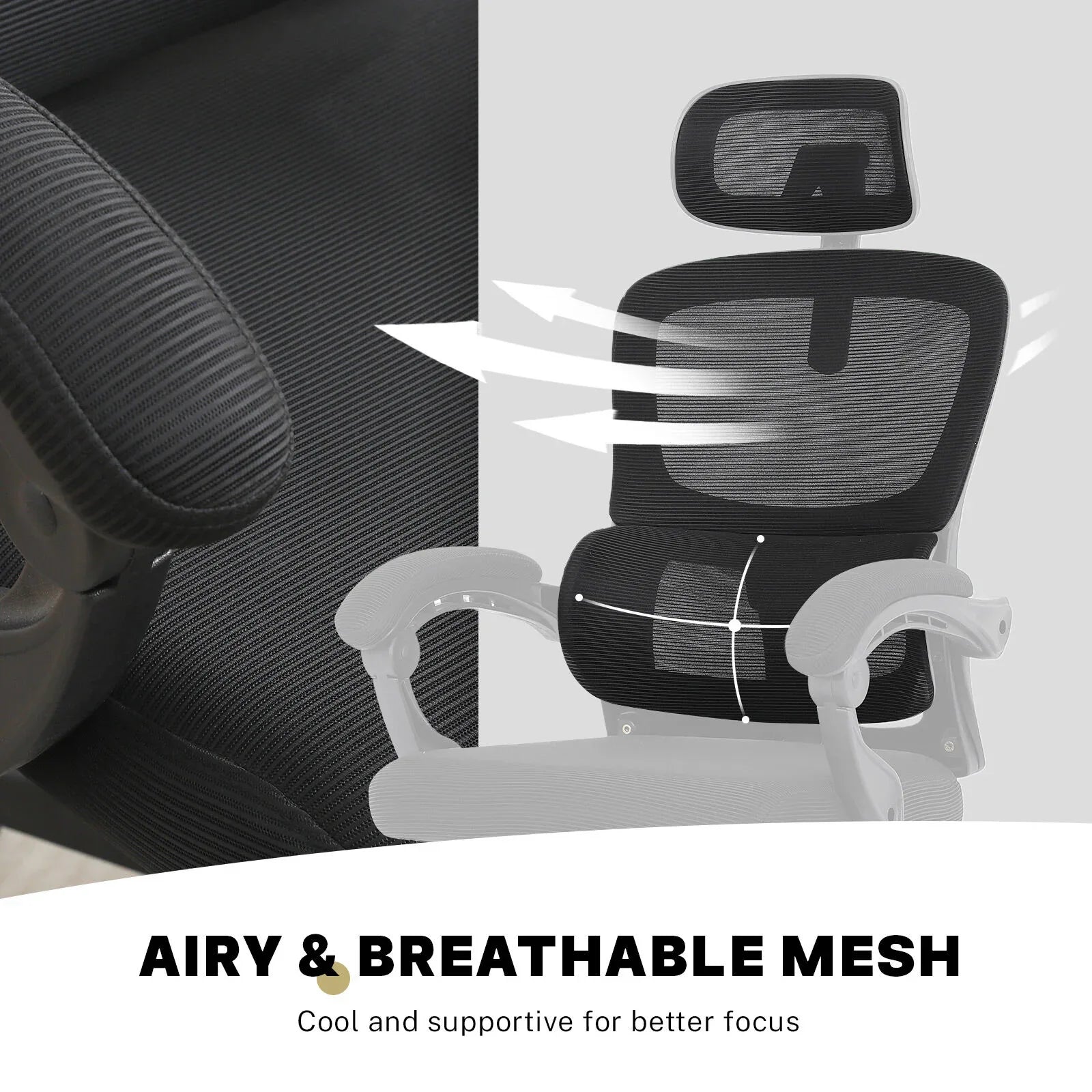 Ergonomic Reclining Office Chair - Lumbar Support, Adjustable Headrest VELTRA - BLACK - Mekamart Australia