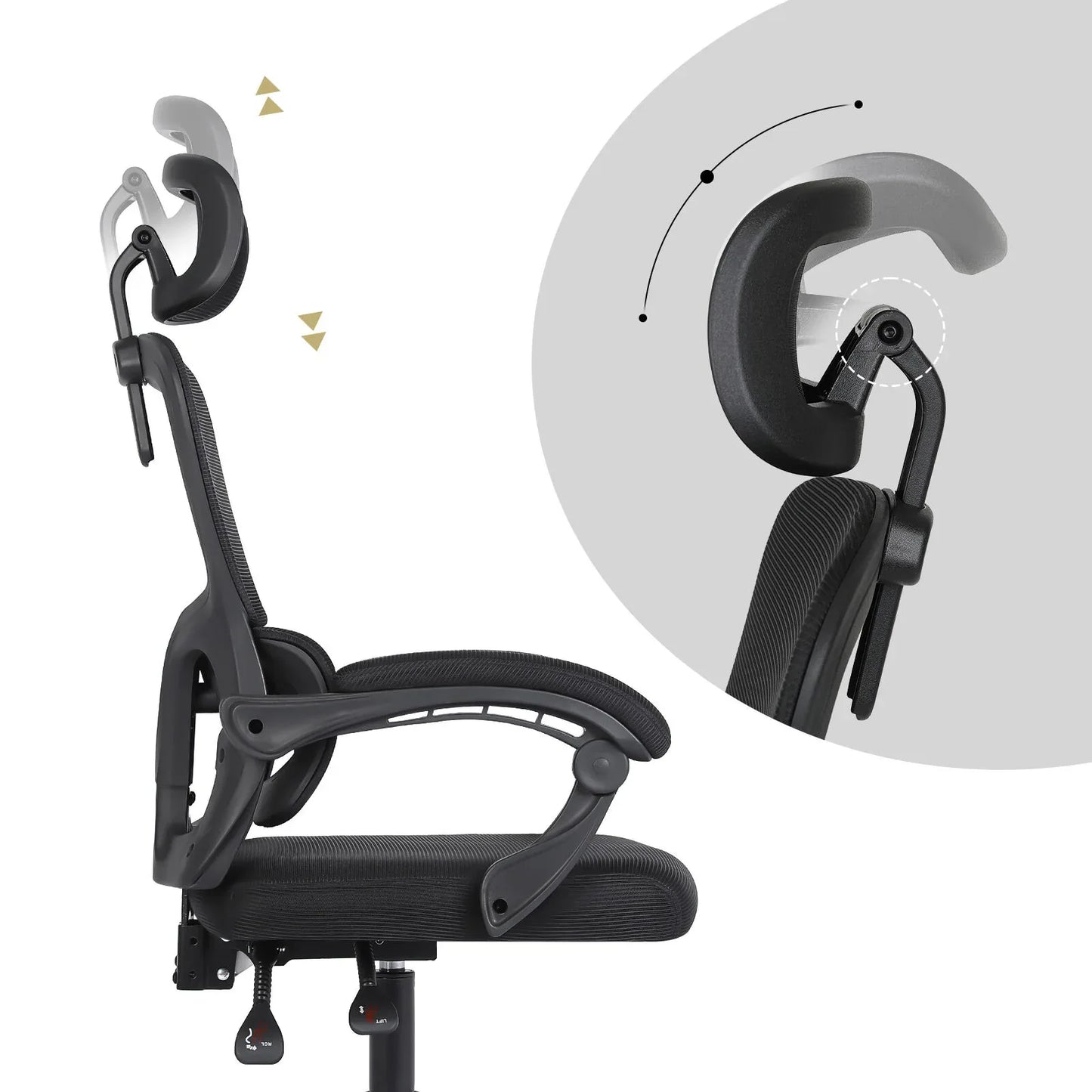 Ergonomic Reclining Office Chair - Lumbar Support, Adjustable Headrest VELTRA - BLACK - Mekamart Australia