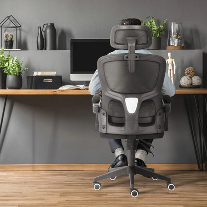 Ergonomic Reclining Office Chair - Lumbar Support, Adjustable Headrest VELTRA - BLACK - Mekamart Australia