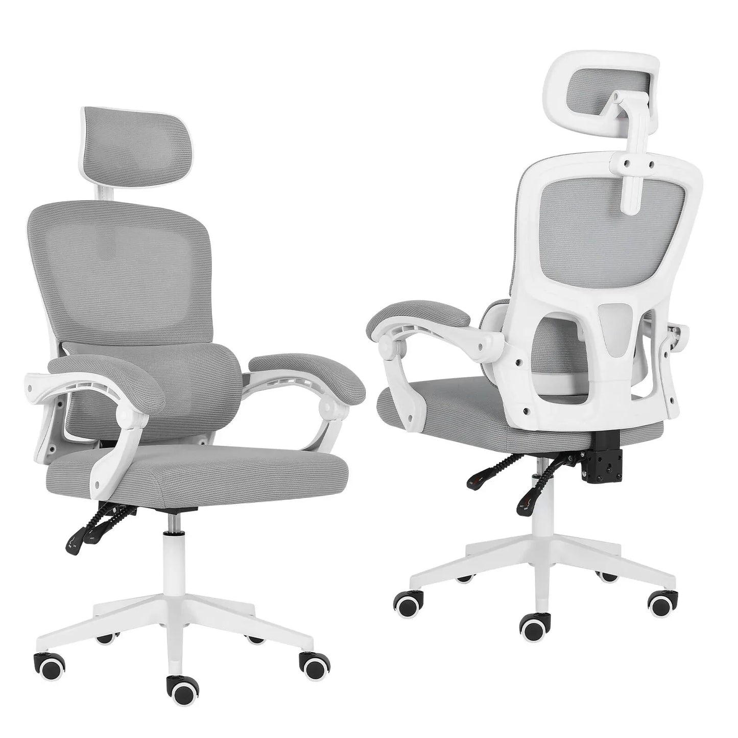 Ergonomic Reclining Office Chair - Lumbar Support, Adjustable Headrest VELTRA - GREY - Mekamart Australia